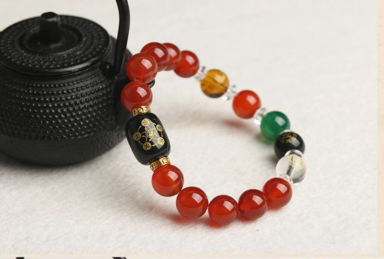GOOD Geomantic omen master multipurpose Amulet WU XING SHUI MU JIN HUO TU Good luck FENG SHUI Crystal Bracelet talisman