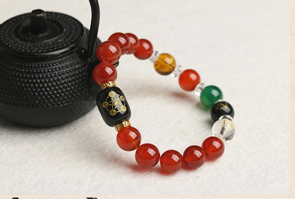GOOD Geomantic omen master multipurpose Amulet WU XING SHUI MU JIN HUO TU Good luck FENG SHUI Crystal Bracelet talisman