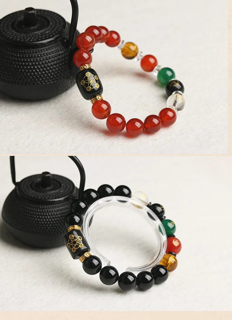 GOOD Geomantic omen master multipurpose Amulet WU XING SHUI MU JIN HUO TU Good luck FENG SHUI Crystal Bracelet talisman