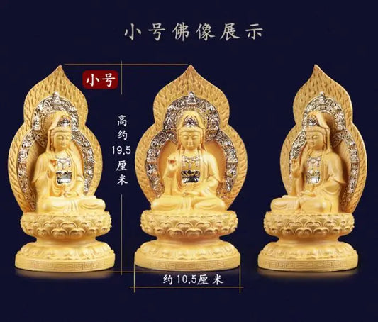 GOOD Greco-Buddhist HOME OFFICE Talisman efficacious Protection # Southeast Asia GOLDEN GUAN YIN Buddha statue-FREE SHIP