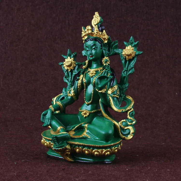 GOOD  Greco-Buddhist HOME OFFICE Talisman  family Protection # Nepal, Tibet, India Green Tara Buddha statue  13CM