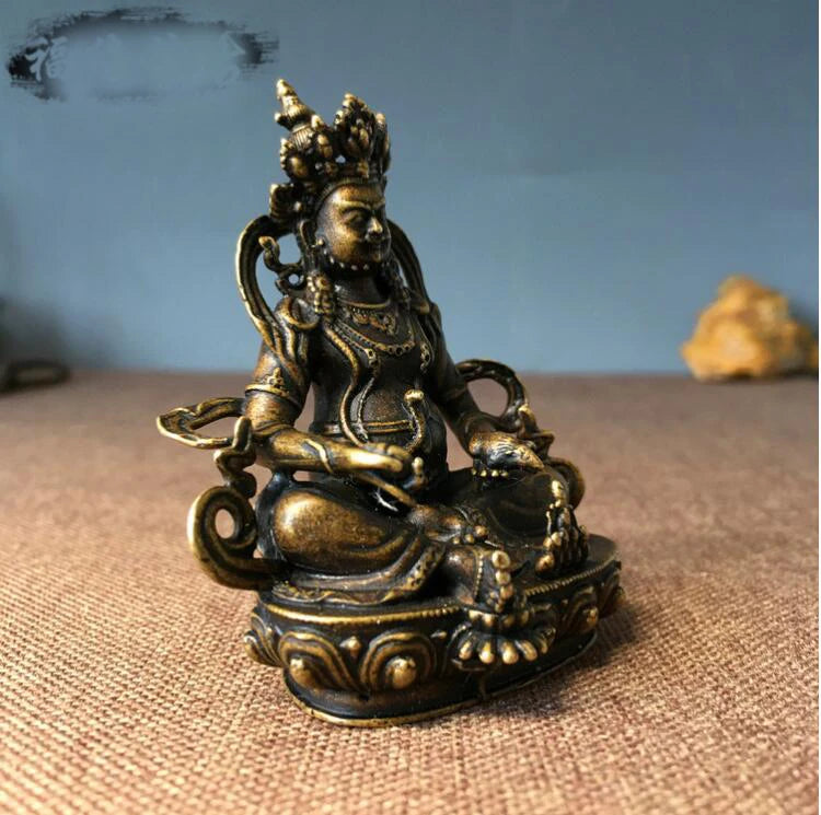 GOOD # Greco-Buddhist travel Carry-on efficacious god of wealth Pocket Buddha Yellow Jambhala Zambala Retro brass statue