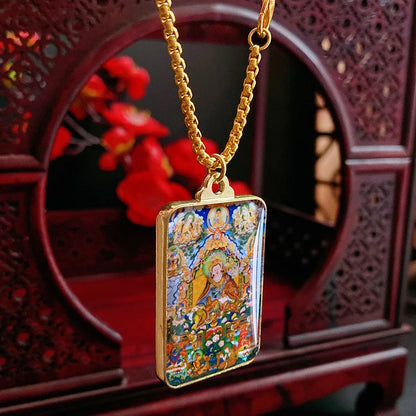 GOOD Guru Rinpoche Mandala Buddha Pendant Asia Thailand Tibet efficacious safety good luck exorcise evil spirit Amulet