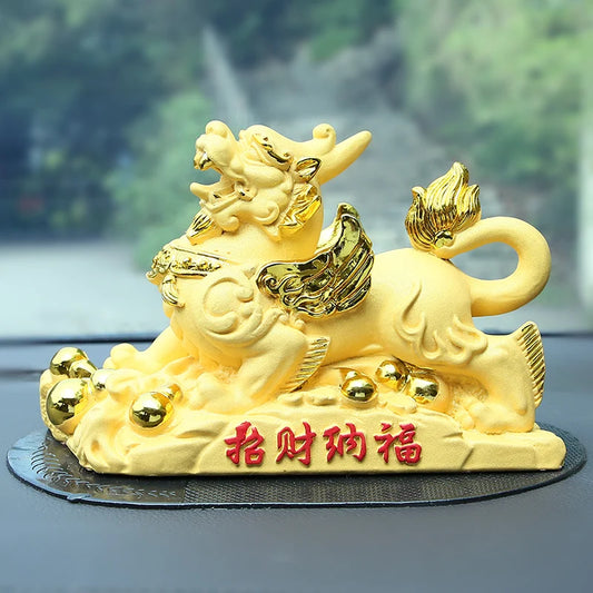GOOD  HOME OFFICE Company SHOP CAR TOP Efficacious Money Drawing thriving business Golden Dragon PI XIU FENG SHUI statue