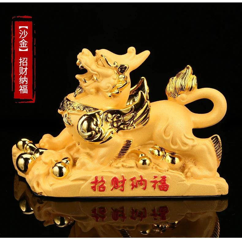 GOOD  HOME OFFICE Company SHOP CAR TOP Efficacious Money Drawing thriving business Golden Dragon PI XIU FENG SHUI statue