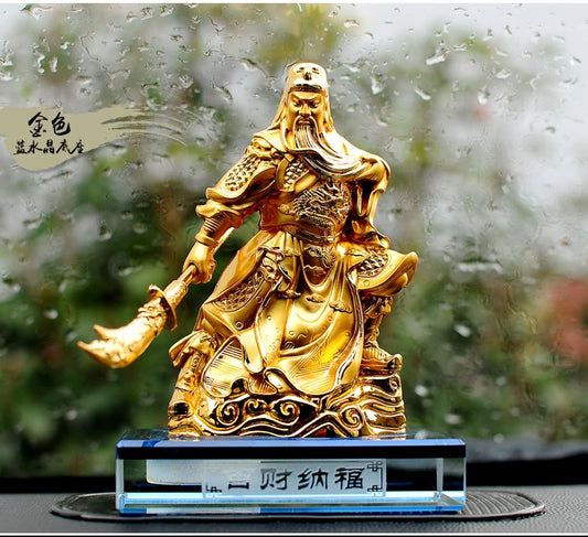 GOOD HOME OFFICE Company SHOP CAR TOP Efficacious Money Drawing thriving business Golden GUAN GONG Buddha FENG SHUI BRASS statue