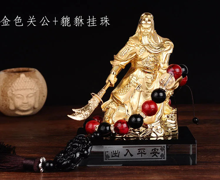 GOOD HOME OFFICE Company SHOP CAR TOP Efficacious Money Drawing thriving business Golden GUAN GONG Buddha FENG SHUI BRASS statue