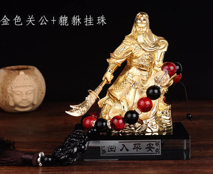 GOOD HOME OFFICE Company SHOP CAR TOP Efficacious Money Drawing thriving business Golden GUAN GONG Buddha FENG SHUI BRASS statue