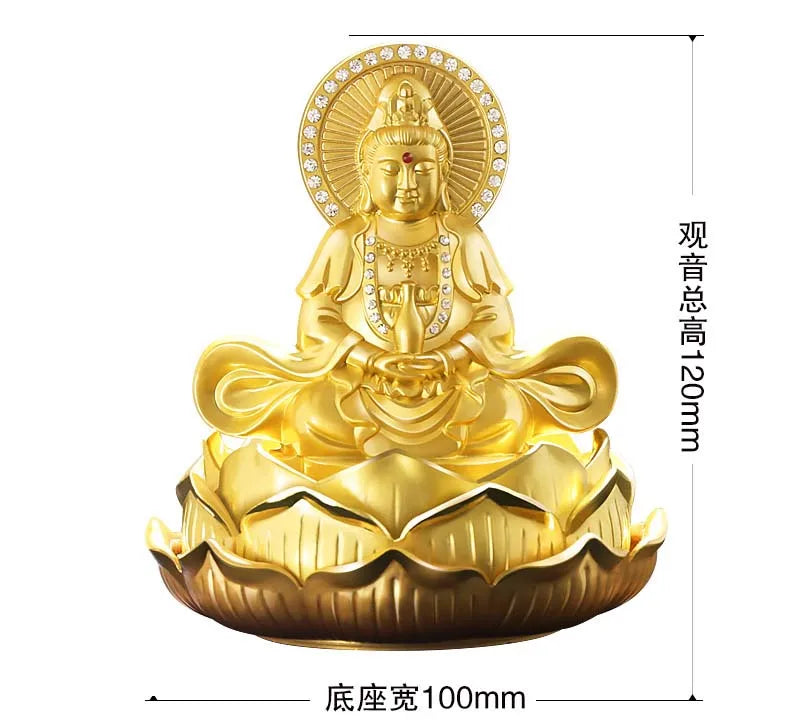 GOOD HOME OFFICE Company SHOP CAR Talisman Effective protection bless safe Diamonds Golden Guanyin Buddha FENG SHUI statue