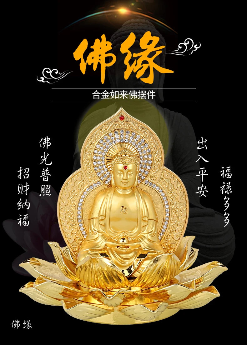 GOOD HOME OFFICE Company SHOP CAR Talisman Effective protection bless safe Diamonds Golden RULAI Buddha FENG SHUI statue