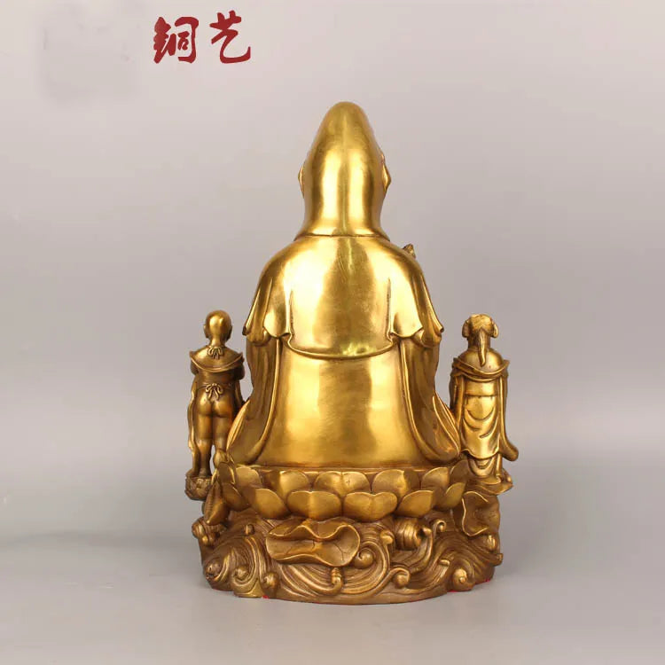 GOOD HOME SHOP bless Safety Health GOOD luck Talisman efficacious Protection TONGZI Guanyin Bodhisattva Buddha brass statue