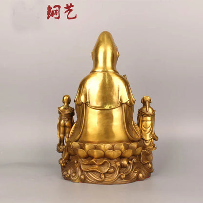 GOOD HOME SHOP bless Safety Health GOOD luck Talisman efficacious Protection TONGZI Guanyin Bodhisattva Buddha brass statue