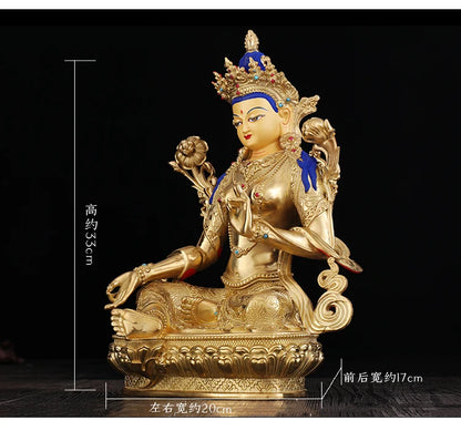 GOOD- HOME Temple efficacious Protection Tibetan Buddhism GOLD Bodhisattva Tara (Green) Guan yin buddha statue 33CM