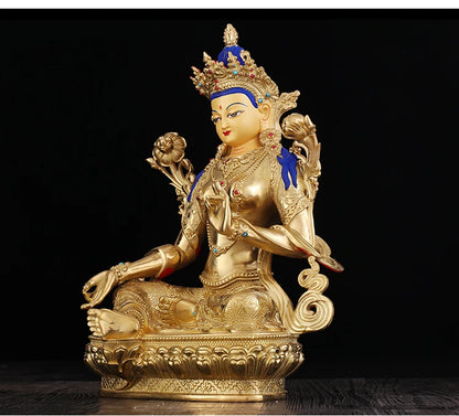 GOOD- HOME Temple efficacious Protection Tibetan Buddhism GOLD Bodhisattva Tara (Green) Guan yin buddha statue 33CM