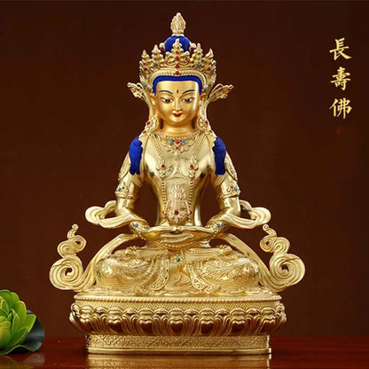 GOOD HOME family Spiritual efficacious Protection # Tibet Nepal Buddhism Gilding Amitayus Buddha copper statue 16cm tall