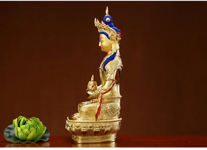 GOOD HOME family Spiritual efficacious Protection # Tibet Nepal Buddhism Gilding Amitayus Buddha copper statue 16cm tall