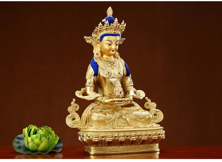 GOOD HOME family Spiritual efficacious Protection # Tibet Nepal Buddhism Gilding Amitayus Buddha copper statue 16cm tall