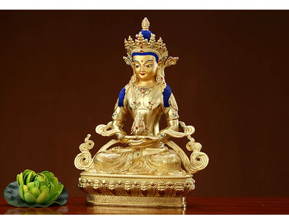 GOOD HOME family Spiritual efficacious Protection # Tibet Nepal Buddhism Gilding Amitayus Buddha copper statue 16cm tall