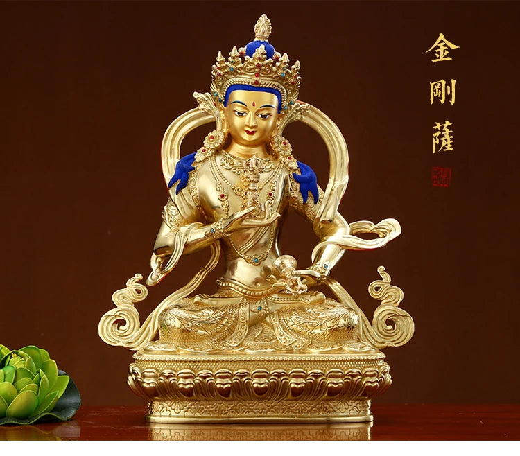 GOOD HOME family Spiritual efficacious Protection Tibet Nepal Buddhism Gilding Vajrasattva Vajra Buddha copper statue 16cm tall