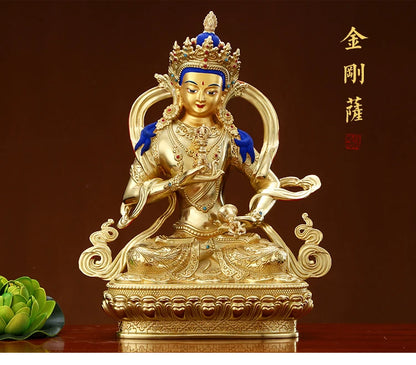GOOD HOME family Spiritual efficacious Protection Tibet Nepal Buddhism Gilding Vajrasattva Vajra Buddha copper statue 16cm tall