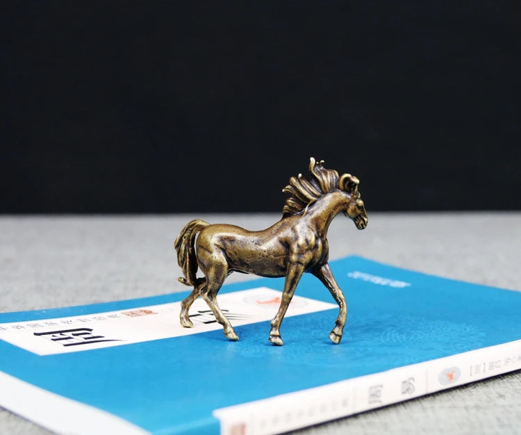 GOOD Handmade ART work Good luck success horse Bronze carving art statue FENG SHUI " MA DAO CHEN GONG " mascot Small size