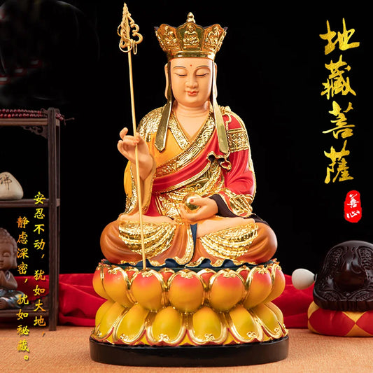 GOOD  Home family temple bless safety health bring GOOD luck Almighty God ksitigarbha Dizang pusa buddha color statue