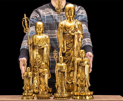GOOD  Ksitigarbha Bodhisattva Buddha figure # Buddhist disciple HOME family efficacious Protection FENG SHUI copper statue 24 CM
