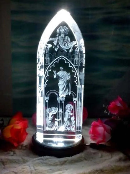 GOOD LUCK -22CM LARGE best gift present Religious Jesus Christ Advent Holy Father the Virgin Mary 3D Crystal Image statue