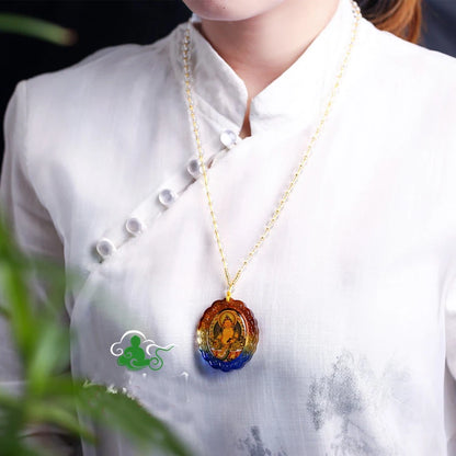 GOOD LUCK  Buddhist supplies Greco-Buddhist pocket travel efficacious Mascot Yellow Jambhala Buddha Crystal Pendant Amulet