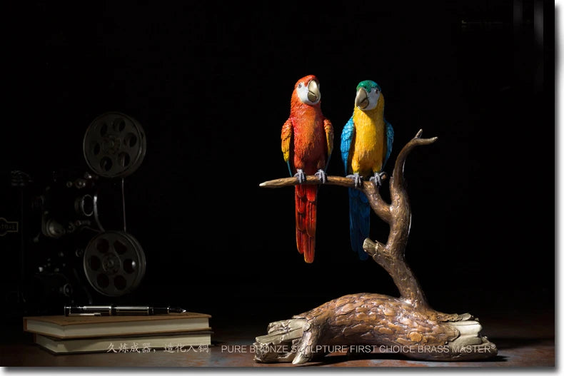 GOOD LUCK  Collection animal scarlet macaw parrot birds Color brass ART WORK HOME OFFICE shop lobby Limited Edition