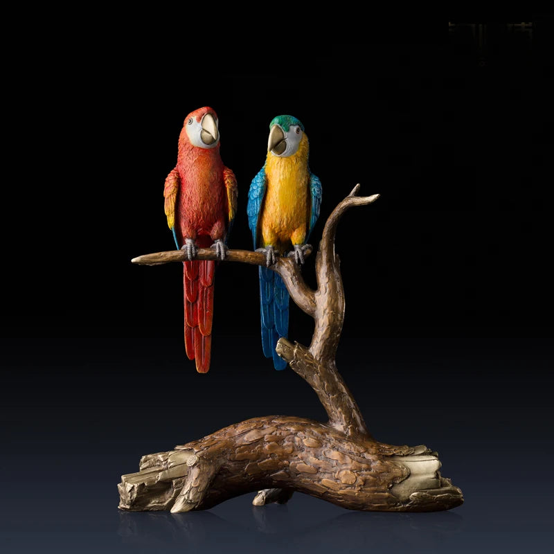 GOOD LUCK  Collection animal scarlet macaw parrot birds Color brass ART WORK HOME OFFICE shop lobby Limited Edition