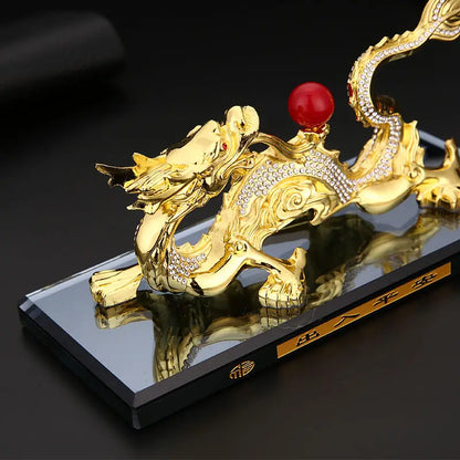 GOOD LUCK HOME OFFICE Company SHOP CAR Efficacious Money Drawing thriving business Diamonds golden Royal Dragon brass statue