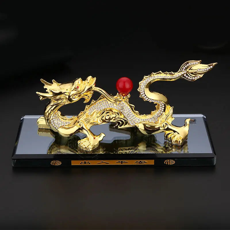 GOOD LUCK HOME OFFICE Company SHOP CAR Efficacious Money Drawing thriving business Diamonds golden Royal Dragon brass statue