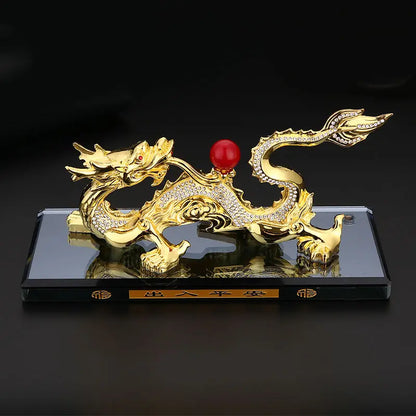 GOOD LUCK HOME OFFICE Company SHOP CAR Efficacious Money Drawing thriving business Diamonds golden Royal Dragon brass statue