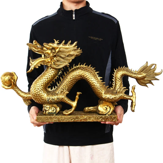 GOOD LUCK  HOME SHOP Store company Efficacious Mascot Talisman Money drawing wealth Good luck dragon brass art statue