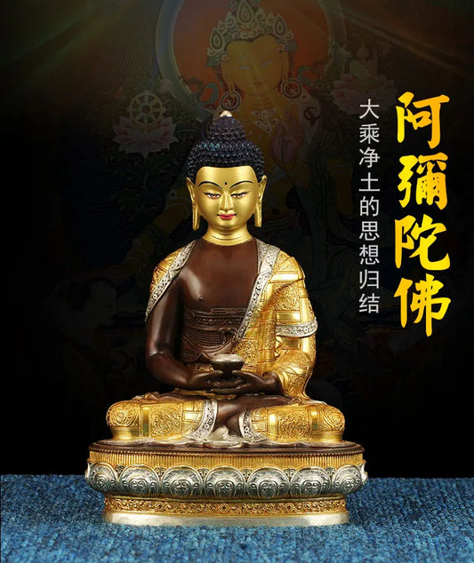 GOOD LUCK High-grade Buddha brass statue- HOME family TOP effective protection Tibetan Nepal Amitabha Amitayus Buddha  21CM