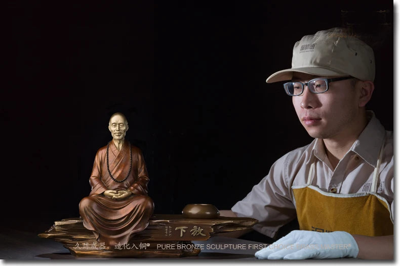 GOOD LUCK  TOP Collection Southeast Asia HOME office Buddhism Master bless Safe healthy good luck brass ART