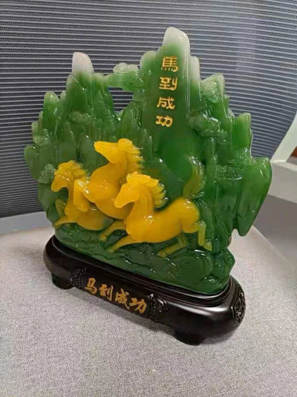 GOOD LUCK business booming 2023 HOME company BAR CLUB Auspicious Lucky Decorative Ornaments RESIN JADE Success HORSE