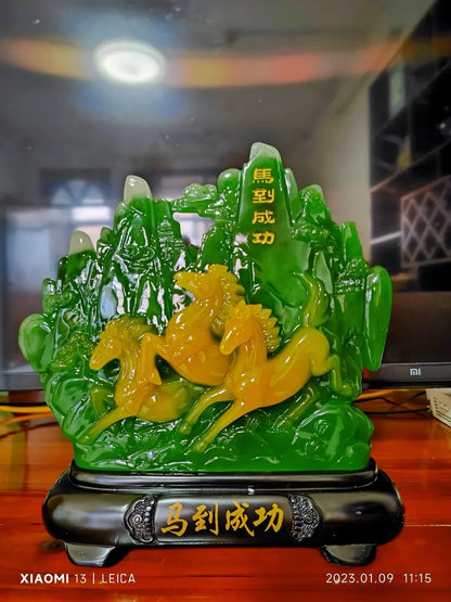 GOOD LUCK business booming 2023 HOME company BAR CLUB Auspicious Lucky Decorative Ornaments RESIN JADE Success HORSE