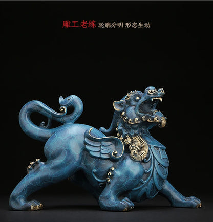 GOOD LUCK  home Shop company business Success bring in wealth efficacious FENG SHUI brass lightning MALE PI XIU statue