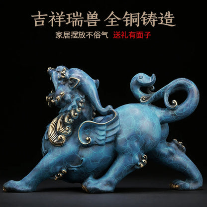 GOOD LUCK  home Shop company business Success bring in wealth efficacious FENG SHUI brass lightning MALE PI XIU statue