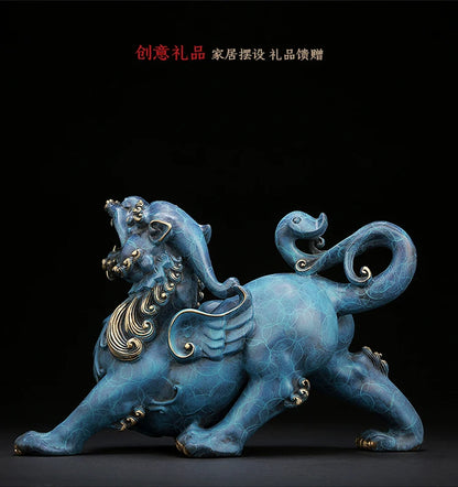 GOOD LUCK  home Shop company business Success bring in wealth efficacious FENG SHUI brass lightning MALE PI XIU statue