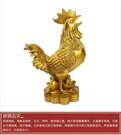 GOOD OFFICE Store HOME  auspicious Protection Talisman Money Drawing wealth cock rooster Brass statue- large