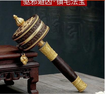 GOOD Quality Tibet Ya Ching Temple Buddhism the Brilliant Mantra of Six Words recite chant Turning Scripture prayer wheel