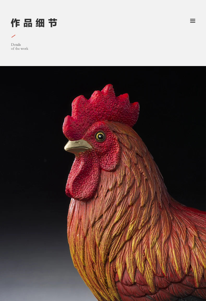 GOOD Sculpture home Shop Company business bring wealth fortune FENG SHUI brass carving GOOD LUCK Prosperous cock statue