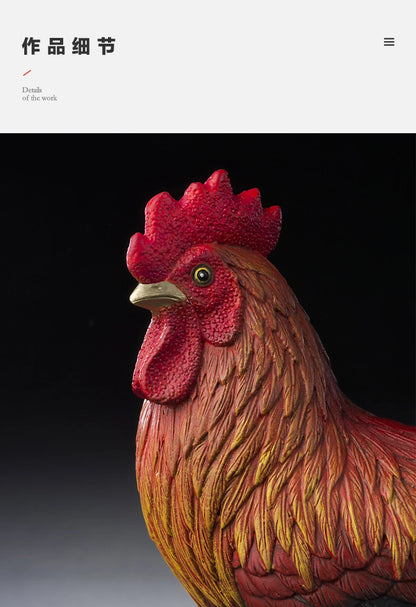 GOOD Sculpture home Shop Company business bring wealth fortune FENG SHUI brass carving GOOD LUCK Prosperous cock statue