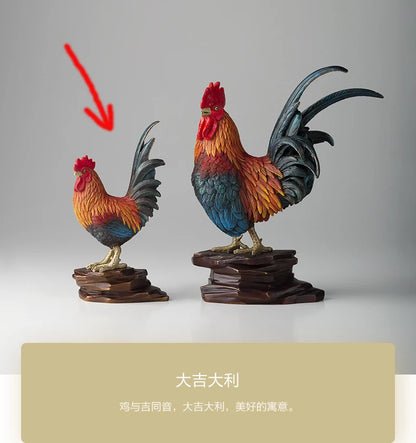 GOOD Sculpture home Shop Company business bring wealth fortune FENG SHUI brass carving GOOD LUCK Prosperous cock statue