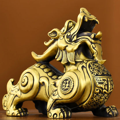GOOD Southeast Asia Business booming Bring wealth money GOOD LUCK dragon PI XIU bronze mascot statue HOME SHOP Company