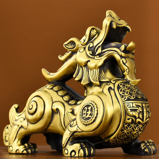 GOOD Southeast Asia Business booming Bring wealth money GOOD LUCK dragon PI XIU bronze mascot statue HOME SHOP Company