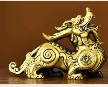 GOOD Southeast Asia Business booming Bring wealth money GOOD LUCK dragon PI XIU bronze mascot statue HOME SHOP Company